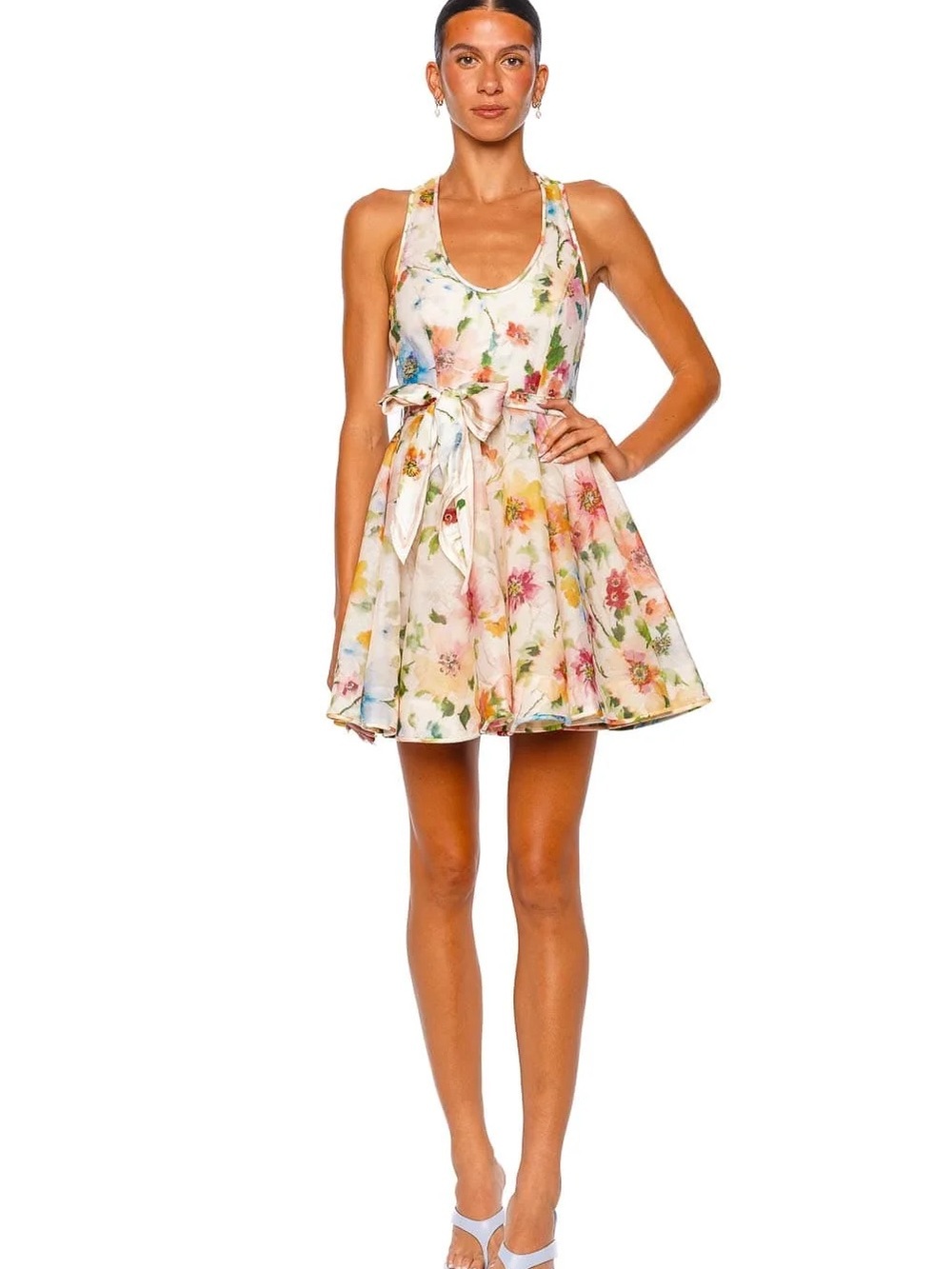 NWT Zimmermann Floral Linen Silk Mini Dress with Belt | Size 4 (US 12)